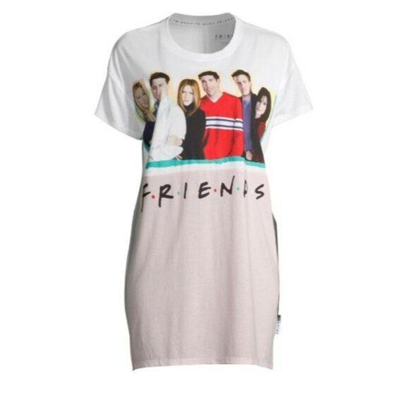 NWT FRIENDS Graphic Print Sleepshirt Women’s XS Short Sleeve Crew Neck Classic - Picture 1 of 3